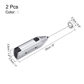MECCANIXITY Electric Tumbler Stirrer, Handheld Mini Mixer Battery Operated Stirring Mixing Silver for DIY Glitter Tumbler Cup, Pack of 2