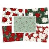 Christmas Fabric Jolly Poinsettia Fat Quarter Bundle of 5pcs 18"x22"