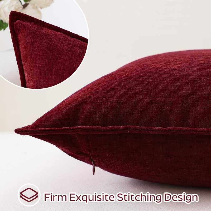 Sungeek Set of 2 Soft Chenille Cushion Covers 45x45cm Square