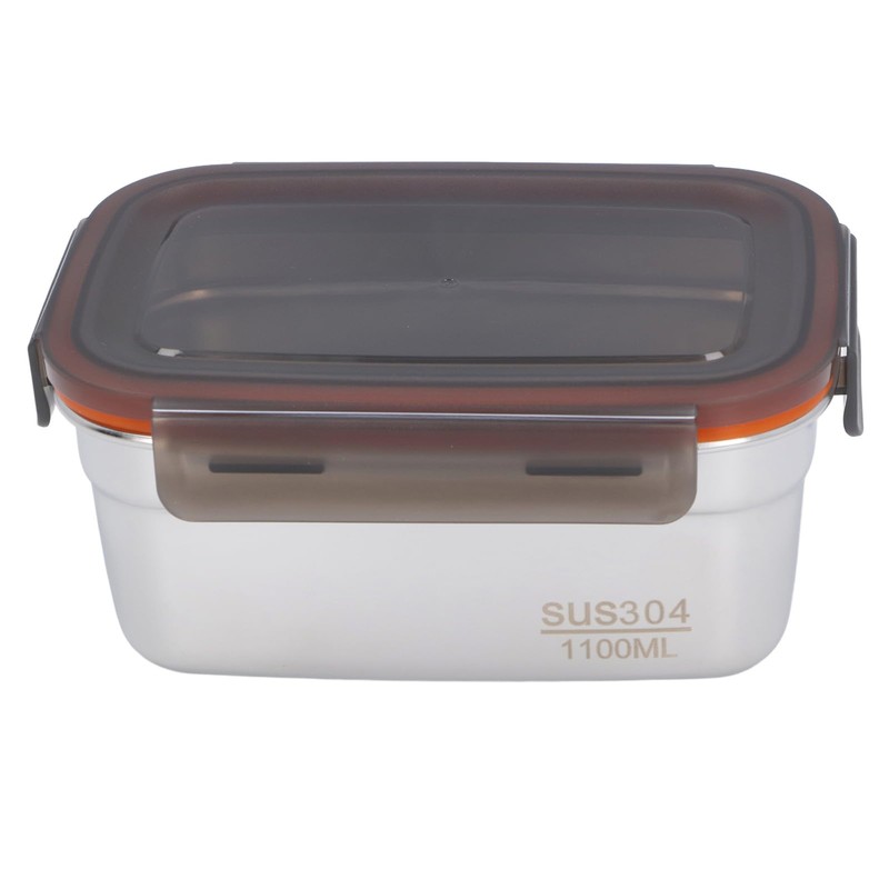 Generic Stainless Steel Rectangular Food Storage Container, 19cm x 9cm