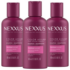 Nexxus Shampoo, Color Assure, Travel-Size 3-Pack – Replenishes and Extends Hair Color Vibrancy, 3 Oz Ea