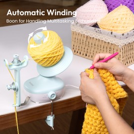 Etcokei Wool Roller, Electric Yarn Winder for Crocheting, Wool Unwinder with Strong Tension and Continuous Speed, Automatic Yarn Spinner for Knitting, Ideal Aid for Knitting Lovers