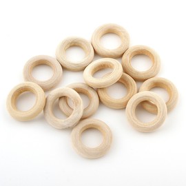 Wooden Ring, Diameter 15 mm Wooden Rings Jewellery, Pack of 40 Unfinished Smooth Wooden Hoop Curtain Rings for Curtains, Curtain Rings, Wooden Rings H160