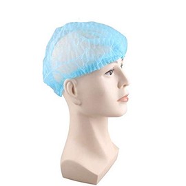 Elimedical 100 Pcs Disposable Non-woven Hair Net Cap Lightweight Nurse Bouffant Cap Hairnet Restraint Labs Hospitals Medical Food Service Elastic Free Size (Blue)