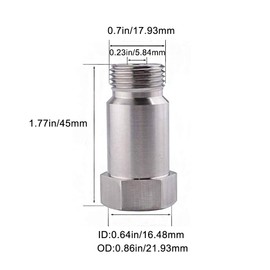 EVIL ENERGY Oxygen Sensor Spacer, 2PCS M18x1.5 Check Engine Light O2 Sensor Fouler Eliminator Adapter Isolator Check Engine Light Extender Straight CEL Fix 45mm