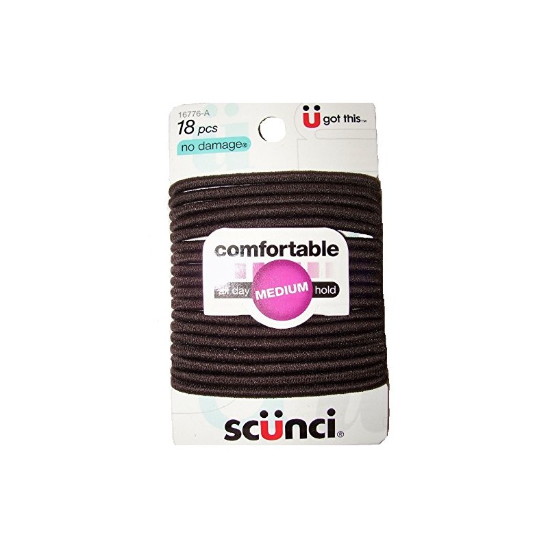 Scunci Comfortable All Day Medium Hold, Black 18 ea (