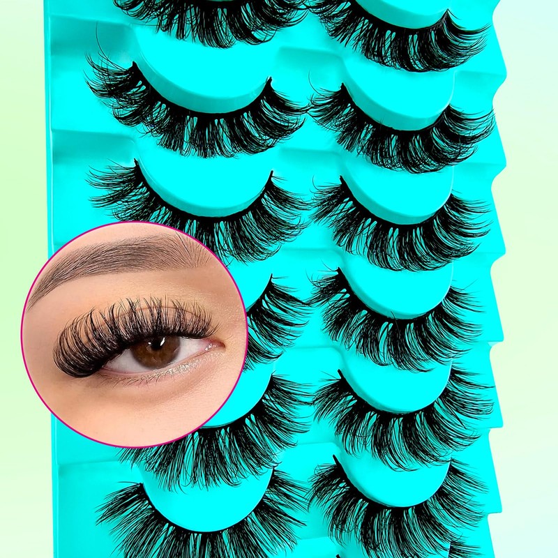 7 Pairs of 3D False Eyelashes, Cat Eye, Fluffy Volume,