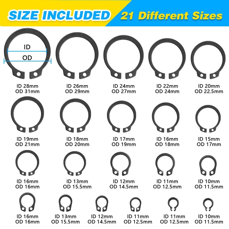 Medoon 800Pcs C-Clip External Retaining Rings Snap Rings Assortment Kit