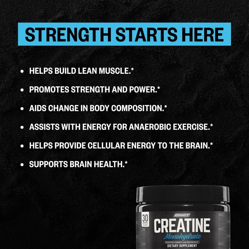 ONNIT Creatine Monohydrate Powder, Creatine Powder Supplement That Promotes Strength