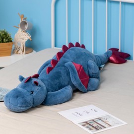 Leahaoe Weighted Dragon Stuffed Animal, Soft and Sturdy Weighted Dragon Plush for Kids and Adults, Medium Blue Dragon Stuffed Animal(35.4" 5Lbs)
