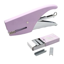 Manual Stapler, Steel Hand Stapler for Office, School and Home, 1000 Small Paper Clips 6/4 Included, Closed Point, Non-Slip Rubber Handle (Sweeper, Purple)