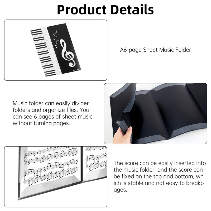 Music Folder 6 Sides for Music Sheets A4 Music Folder,