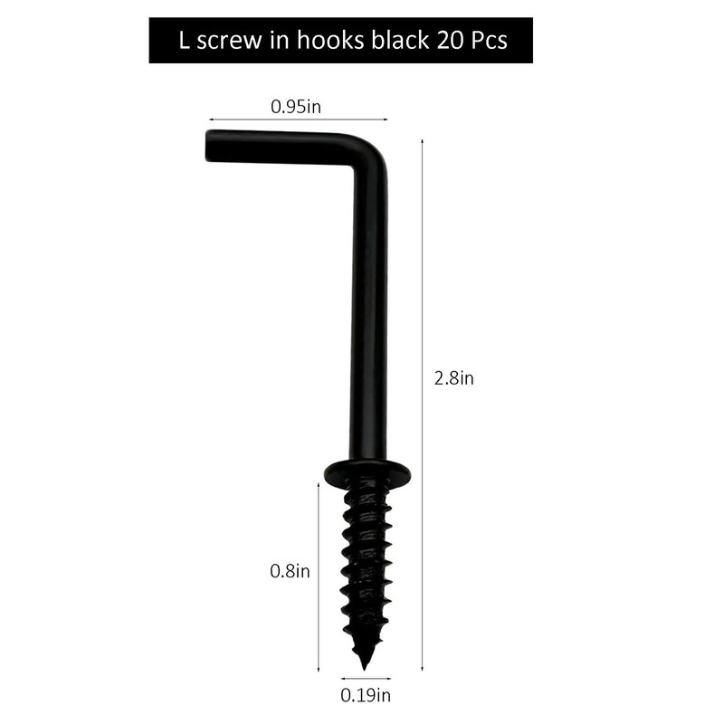 IDEALSV 2 Inch 1 Shape Screw Hooks L Shape Hook