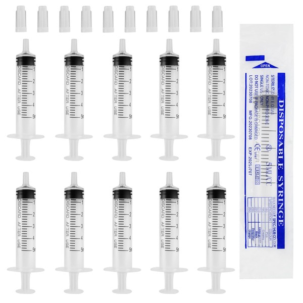 Pack of 32 Industrial 5 ml Syringes with Lid, Reusable