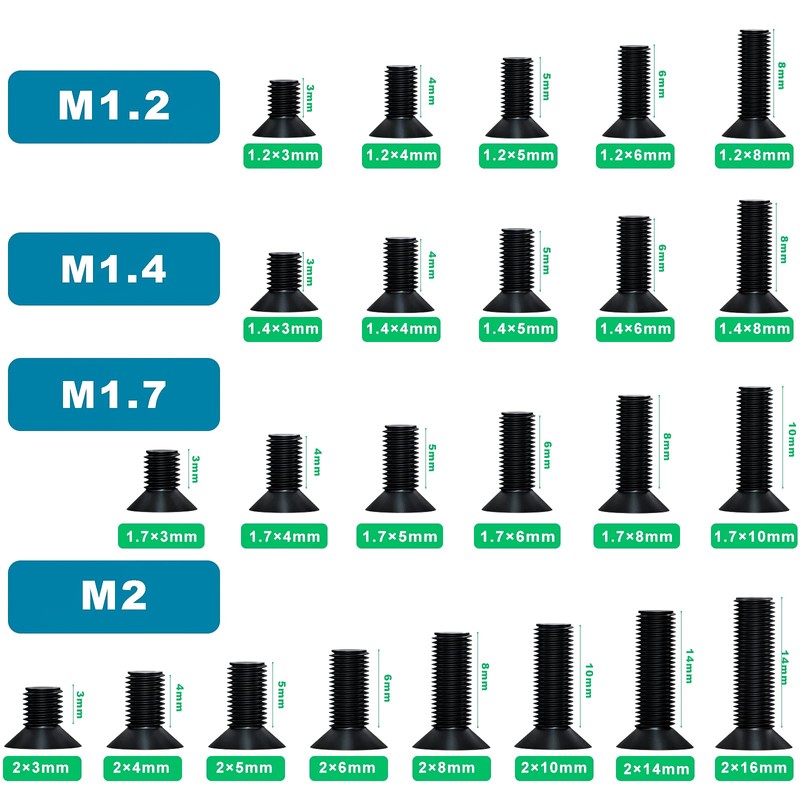 Zmbroll 1440 Pcs Black Laptop Screws M 1.2M 1.4M 1.7M