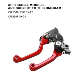 JFG RACING Dirt Bike Foldable Clutch Brake Levers,Clutch Lever Breakaway Levers for CRF150F CRF230F 2003-2017/CRF250F 2019-2024 Red