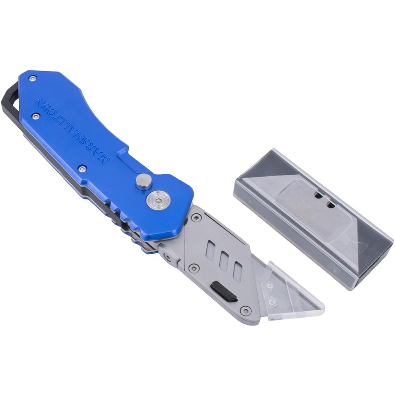 MARSHALLTOWN Folding Utility Knife, Folding Type, Aluminum Handle, Zinc Housing,