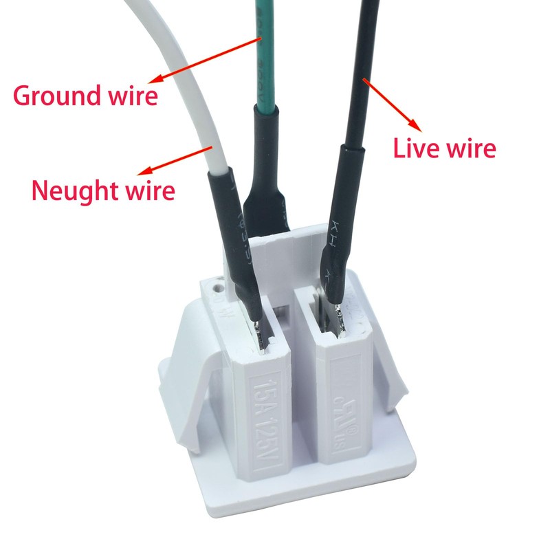 2PCS White 15A 125V AC Panel Mount Outlet, 3 Pins