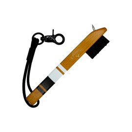 Callaway Golf Heritage Club Brush Black/White - Vintage Inspired Wood Golf Brush with Groove Cleaner, Elastic Rope & Metal Clip, Non-damaging Nylon bristles, Fits on Any Golf Bag
