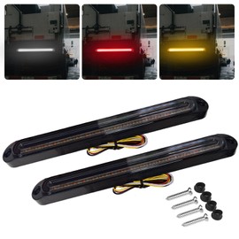 3 Color LED Trailer Tail Light, Amber Red White, Brake Stop Turn Signla Trailer Running Lights Bar, Waterproof Tailgate Light Bar for Truck Pickup Golf Marine Boats Offroad RV ATV UTV Bus Van, 2Pcs