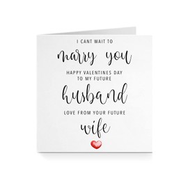 I Can’t Wait To Marry You Happy Valentines Day To My Future Husband - Cursive Red Heart Valentine Card - For Him Fiancé Hubby To Be A835