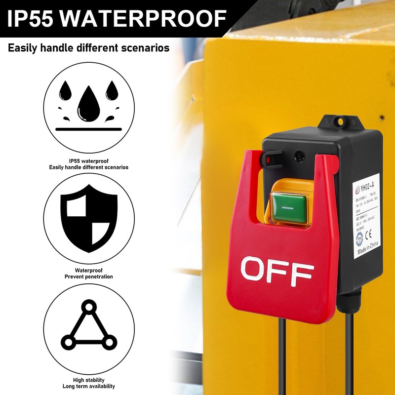 Single-phase on/off switch, 250 V, emergency stop switch, safety switch