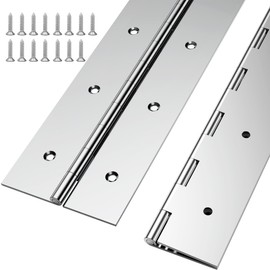 2 Pack Heavy Duty Piano Hinge 24 Inch x 3 Inch Open Width, 0.060'' Leaf Thickness Stainless Steel Piano Hinge Continuous Hinge for Folding Furniture, Cabinet, Storage, Heavier Doors and Lids (Silver)