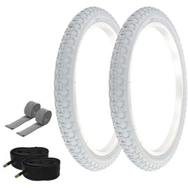 Pair of All Gray Bicycle PRO+ BMX Tires W/Tubes & Rim Strips in 20 X 2.125 COMP III Tread