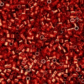 John Bead - Cuentas de cilín de 25 g, con forro de plata rojo rubí, 11/0 de cristal, cilíndrico, para joyas, pulseras, collares, pendientes, bordados, decoración del hogar