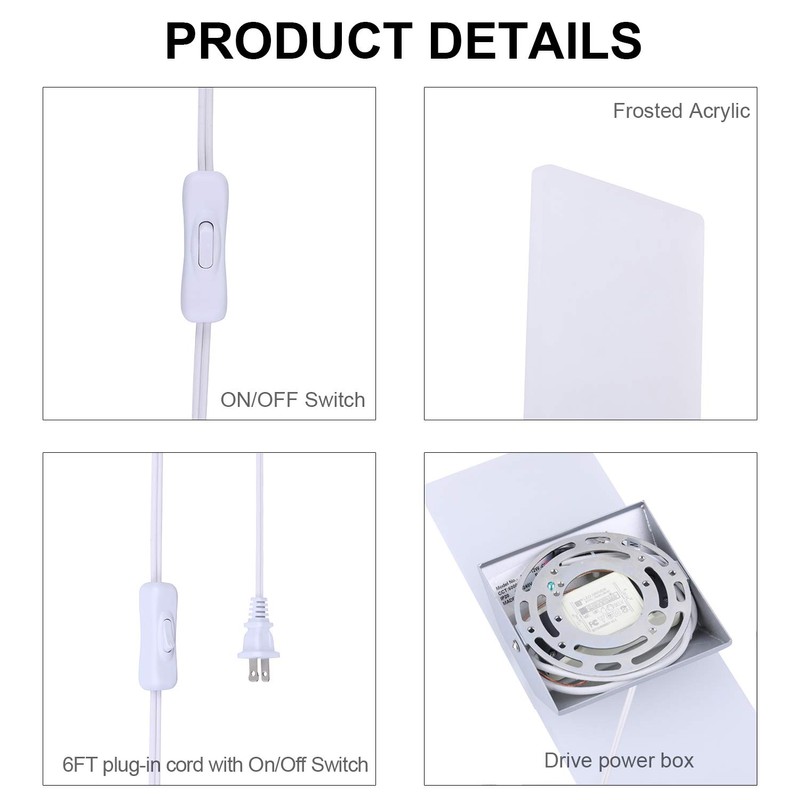 TRLIFE Wall Sconce Plug in, Modern Wall Sconce 12W Wall