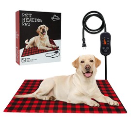 Pet Heating Pad, Adjustable Emperature Heated Dog Bed with Timer, Outdoor Waterproof Pad with Anti-Chew Cord, Overheat Protection Warming Mat for Small Medium and Large Dogs (L:23.6"x35.4")