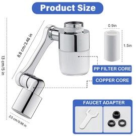 JINYOMFLY Water Filter Faucet, 1080° Rotating Multifunctional Extension Tap, Water Filter Transparent, 2 Modes Water Filter for Faucet for Kitchen, Bathroom, Sink