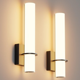 irotine Modern Wall Sconces Set of 2, 5 Color Temperature Linear Dimmable, Adjustable Warm to Cool White, Hardwired Wall Lights for Bedroom, Living Room, Hallway (Black)
