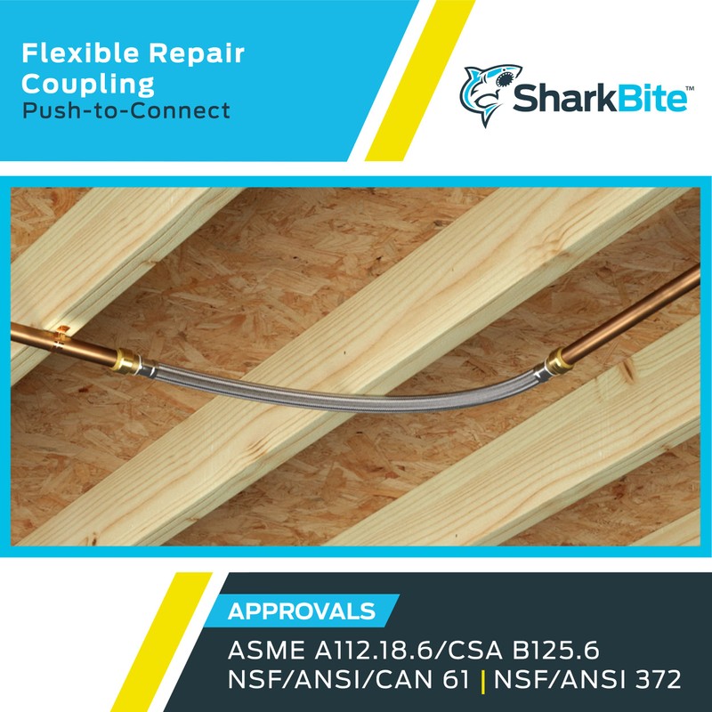 SharkBite 3/4 x 18 Inch Flexible Repair Coupling Hose, Push