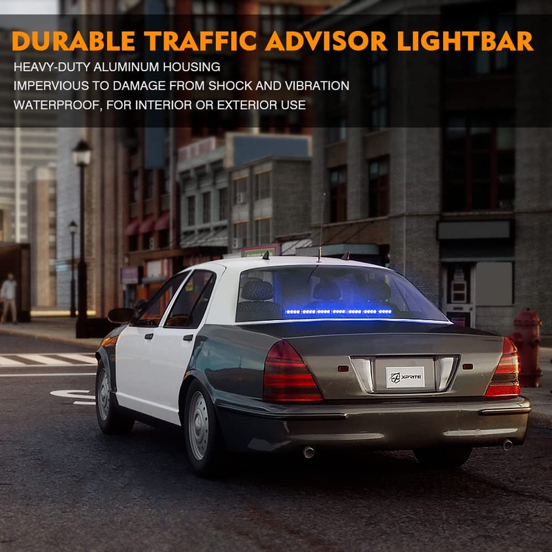 Xprite 31.5 Inch Blue LED Traffic Advisor Strobe Light Bar,