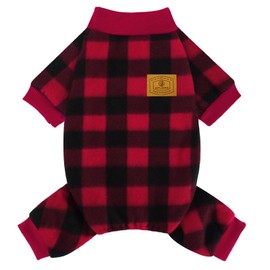 XPUDAC Dog Christmas Pajamas Plaid Dog Clothes for Small Medium Dogs Girl Boy Fleece Dog Sweater for Winter Christmas(Small)