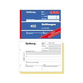 Herlitz Receipt Pad 402, Self-Copying, A6 Landscape, 2 x 40 Sheets (Pack of 4)