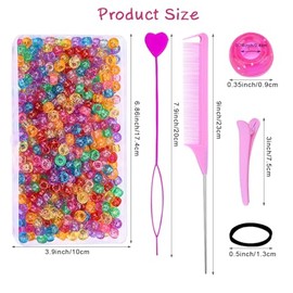 Ningrou 1008 Pcs Hair Beads Kit for Girls Hair Braids, 500Pcs 9x6mm Glitter Pony Beads, 500Pcs Mini Elastic Rubber Bands, 5Pcs Quick Beaders, 1Pcs Rat