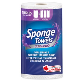 SpongeTowels UltraPRO Ultra Strong & Absorbent Paper Towel, Choose-A-Size Sheets, 1 = 3 Regular Rolls