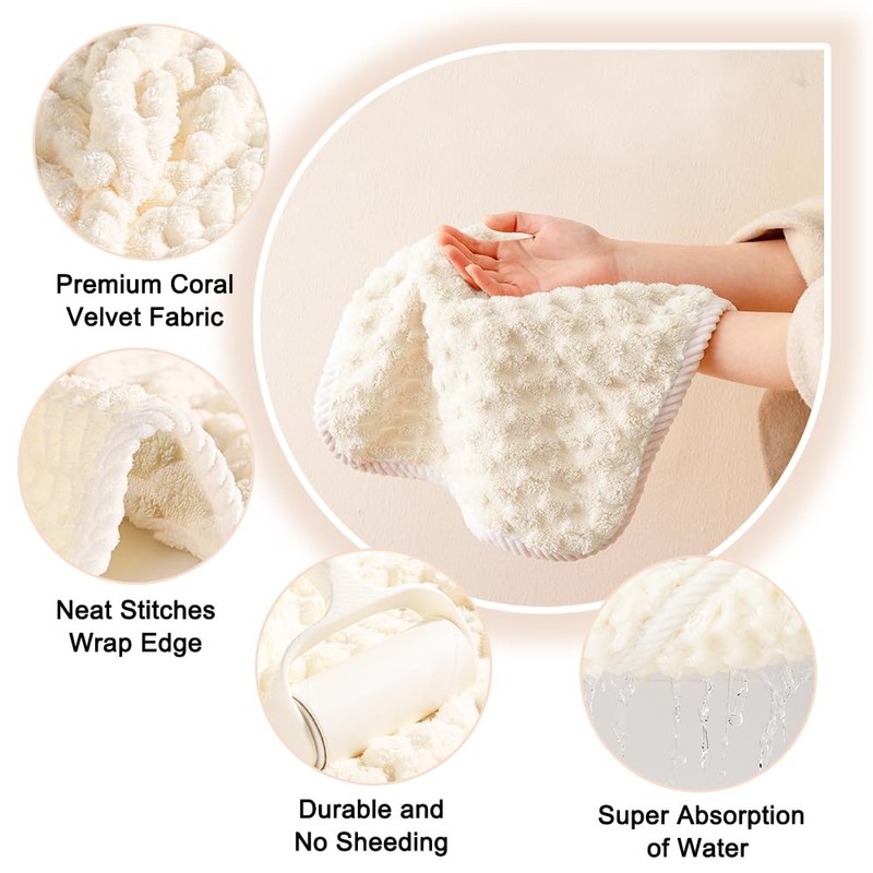 FHDUSRYO 6Pcs Soft Hanging Hand Dry Towels, Square Microfiber Hand