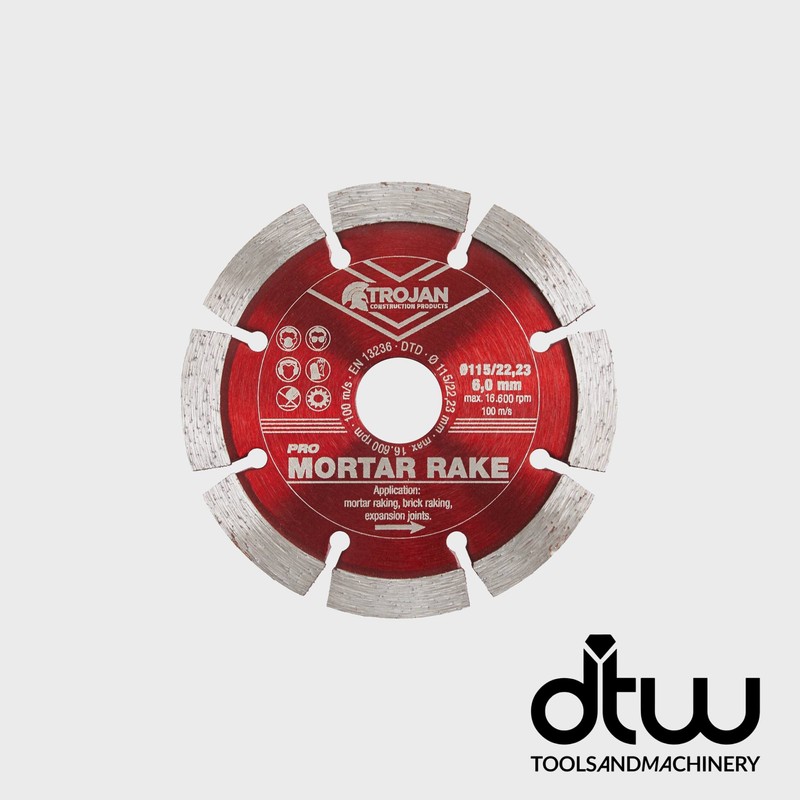 TROJAN 125mm (5") Angle Grinder Professional Mortar Pointing Diamond Rake