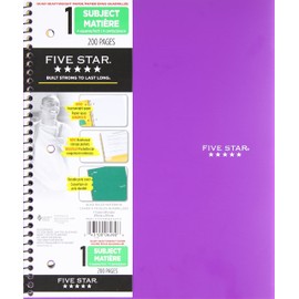 Five Star Heavyweight Quad Ruled Notebook, 3 Hole Punched, 11 x 8-1/2 Inches, 100 Sheets, Assorted Colour Covers, 1 Notebook (06280)