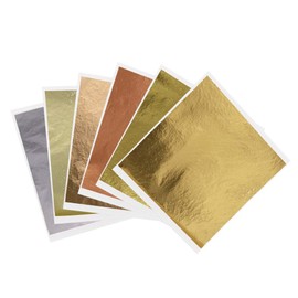 600Pcs KINNO Gold Leaf Sheets, Metal Leaf for Home, Wall, Frame, Ceiling, Furniture Decoration, 6 Colors 3.15 by 3.35 Inch