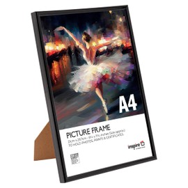 Inspire By Hampton BACKLOADER A4 (21x29.7cm) Black Poster Frame Acrylic (Non-Glass) Front Pack of 1