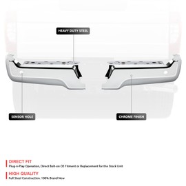 DNA MOTORING Pair of Rear Bumper Ends Compatible with Ford F250 / F350 / F450 SD 2017-2022, with Park Distance Sensors, HC3Z17906KA, Chrome, BUMP-R-F25017-C-02-CH