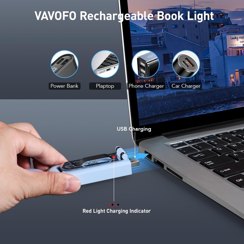 VAVOFO USB Rechargeable Book Light, Blue Light Blocking, Amber Light