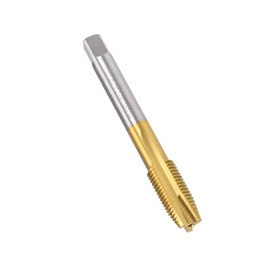 MACHSWON Spiral Point Plug Threading Tap M10 x 1mm, for Drilling and Tapping, H2 3 Flutes HSS, Titanium Coated, Round Shank with Square End Metric Screw Taps Tapping Bit, 1pcs