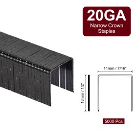uxcell 20 Gauge Narrow Crown Staples 7/16" x1/2", 5000Pcs Galvanized Steel for Pneumatic, Electric Stapler, Black