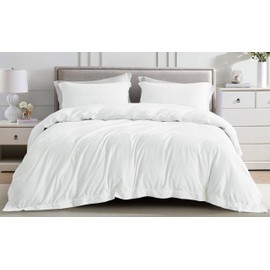 Chezmoi Collection Piers 3-Piece Distressed Velvet Duvet Cover Set - Luxuriously Soft Polyester Bedding with Button Closure and 8 Corner Ties, Cream White, Queen Size