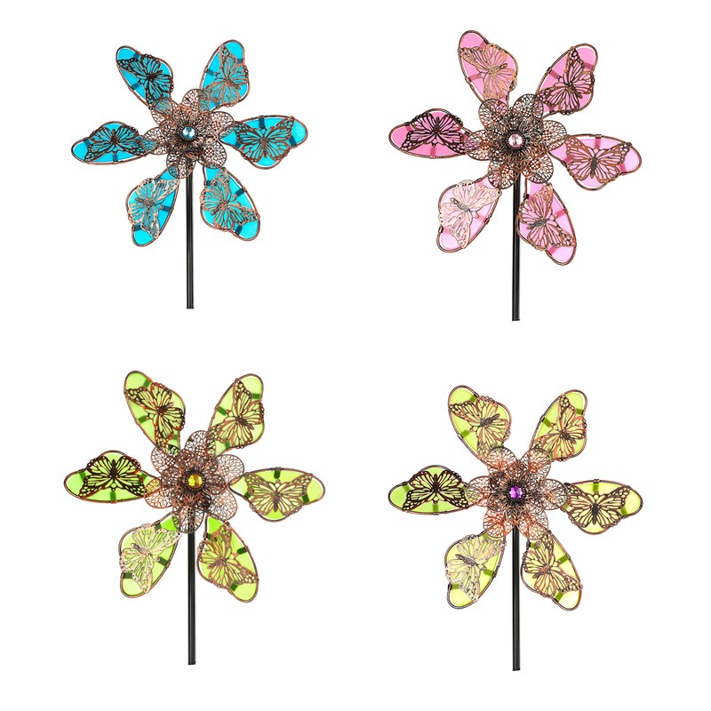 Luminous Windmill Stake Patio Outdoor Decoration Iron Windmill in the